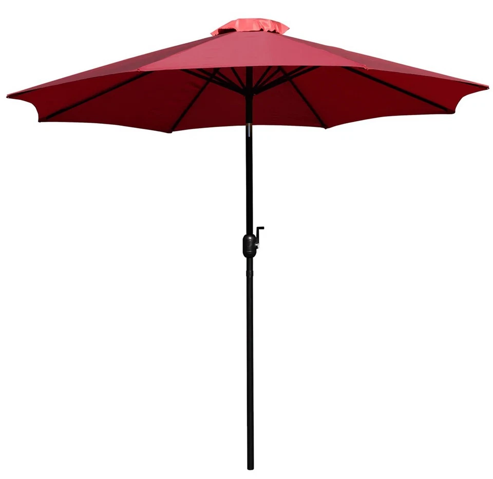 9 FT Outdoor Patio Round Umbrella Aluminum Pole Crank and Tilt Function Red - Image 2 of 4
