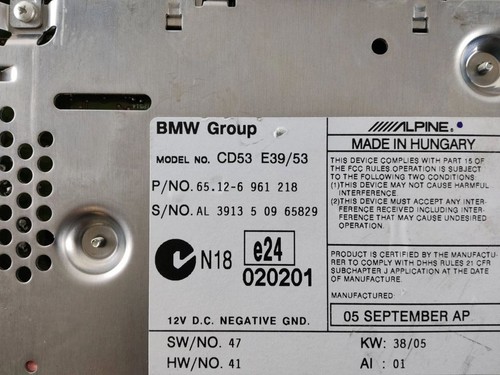 BMW X5 E53 Radio / Lettore CD 6961218 RZV63326 - Foto 5 di 5