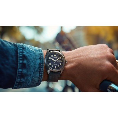 Citizen Men's Garrison Day Date Window Blue Eco-Drive Watch 42MM