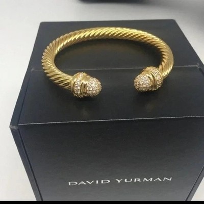 DAVID YURMAN 7mm Diamonds Cable Cuff Bracelet SZ M