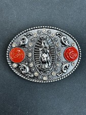 Religious Catholic Virgin Mary Lady Of Guadalupe Metal Diamond Belt Buckle