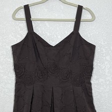 Talbots Women’s 14 Brown Embroidered Sleeveless Casual Fall Midi Dress Lined