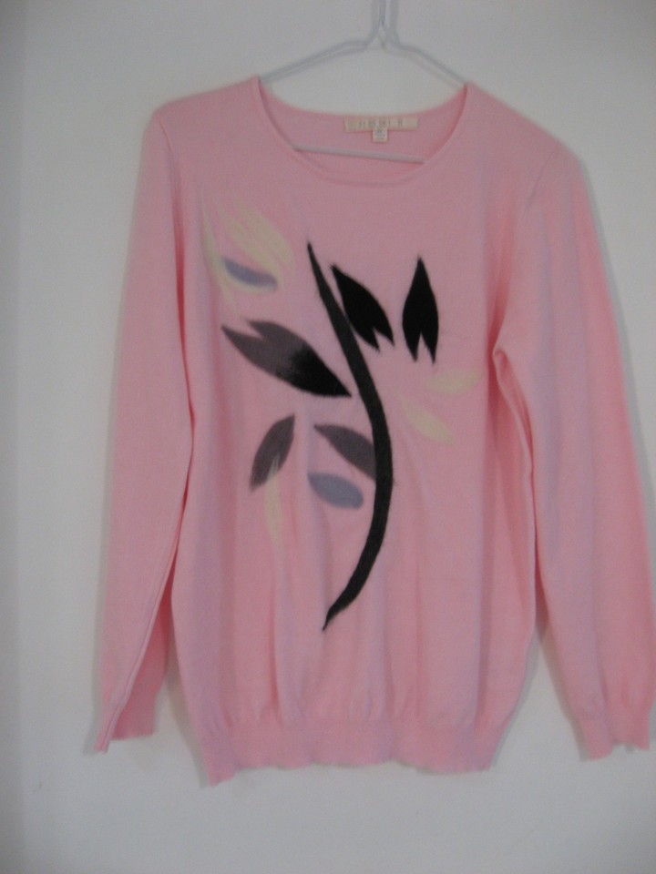 NONI B PINK LONG SLEEVE JUMPER WITH FELT APPLIQUE ON FRONT SIZE XS