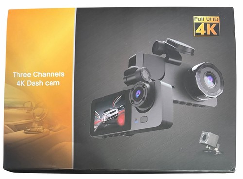 NEW 4K 3 Channel Dash Cam Front Rear Inside Camera DVR Night Vision G-Sensor - Afbeelding 1 van 4
