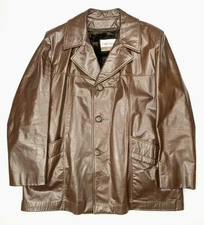 CRESCO OUTERWEAR Vtg 70s Brown Leather JACKET Coat Men's L 46