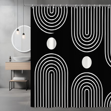 Modern Black and White Shower Curtain with Stylish Geometric Lines
