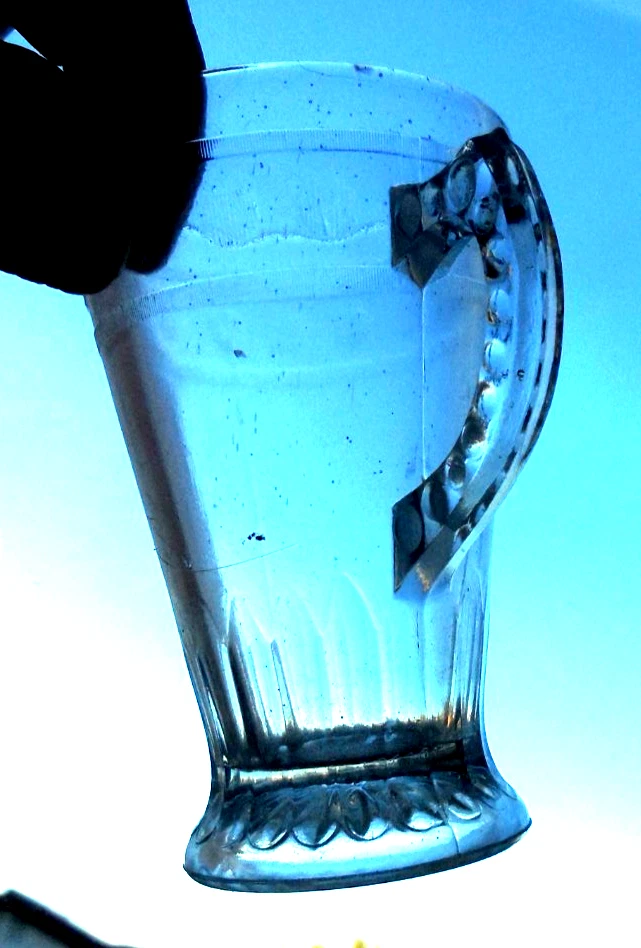 Early 1900's jelly glass jar with ornate handle 6 oz. -circa early 1900's