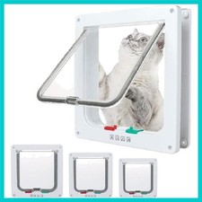 Durable ABS 4 Way Locking Pet Door - Weatherproof Cat Flap for Indoor Outdoor