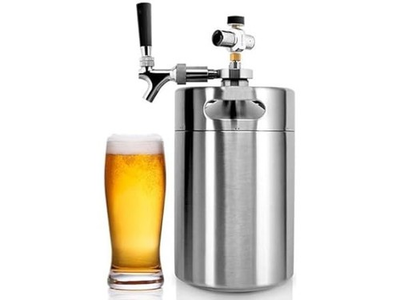 #ad NutriChef Pressurized Beer Mini Keg System 64oz Stainless Steel Growler Tap $93.55