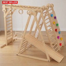 Indoor Play Gym 8-in-1 Kids Toddler Jungle Climbing Playset Wooden