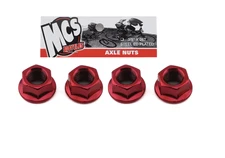 MCS BMX AXLE NUTS TWO PAIRS OF 3/8  RED