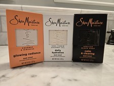 3x SHEA MOISTURE Glowing Radiance, daily hydration Calm  Clearing Bar Soaps 8oz