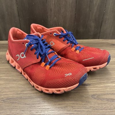 On Cloud X Running Shoes Womens 8 Red Flash Blue Gym Athletic Sneakers