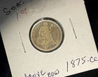 1875-CC (Above Bow) Seated Liberty Dime Carson City-XF Details