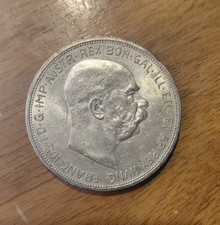 Silver Coin Austria, 5 Crowns, Emperor Franz Josef, 1909, 0.900 Fineness