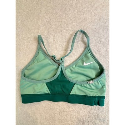 Nike Indy Sports Bra Womens Small Green Light Support V-Neck Mesh Back Workout