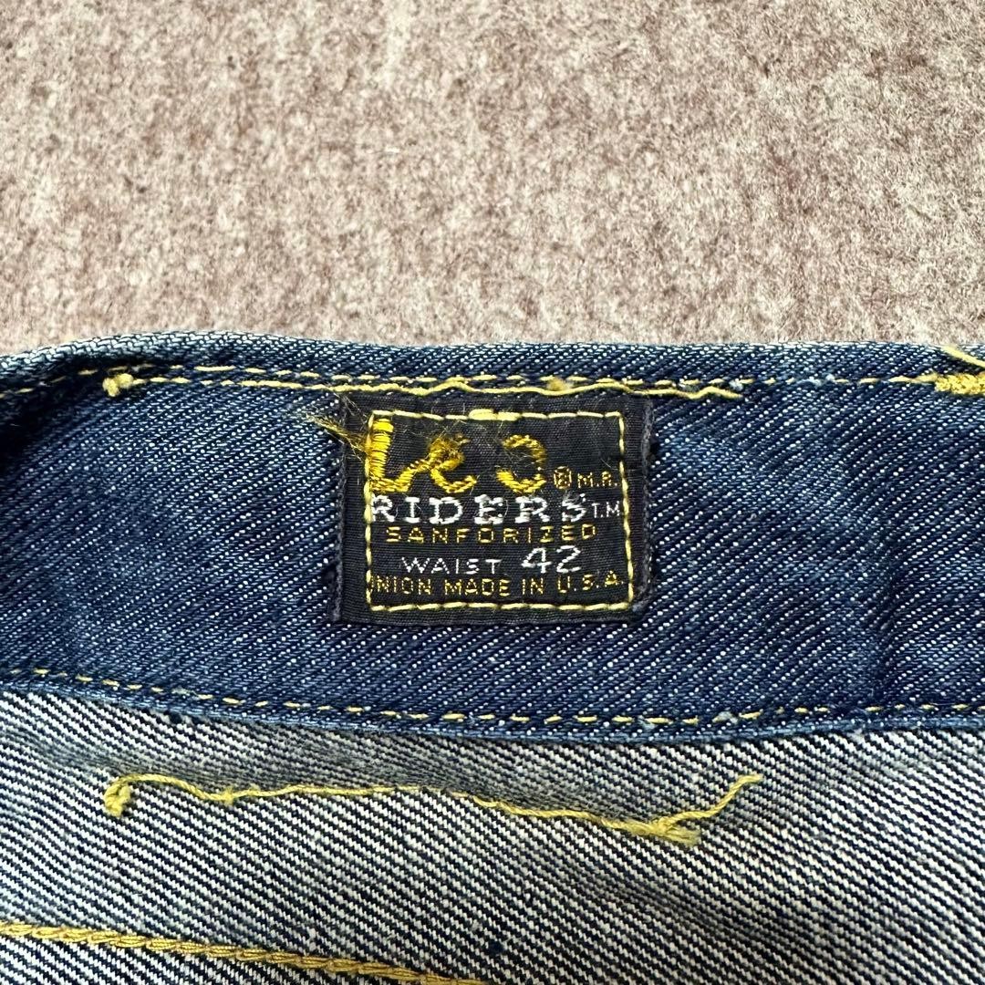 Lee 60s Vtg Denim Pants Jeans 101Z Side Black Tag Leather Patch Men's Bottom image 6