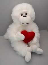 Russ Berrie Mambo White Monkey Plush 12" Red Heart Valentine Stuffed Toy