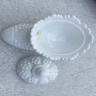 Vintage Fenton Milk Glass Hobnail Shoe Boot Covered Dish White Candy Box
