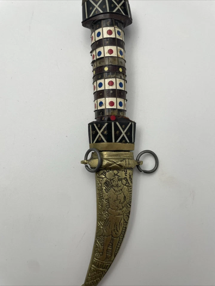 Decorative Inlay Handled Dagger With Engraving On Blade  - Image 4 of 4
