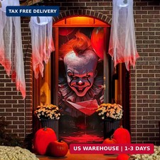 Halloween Door Cover Banner Decoration - Horror Movie Trick or Treat Backdrop -