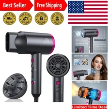 Ionic 1800W Hair Dryer with Diffuser & Nozzle - Fast Drying for All Hair Types