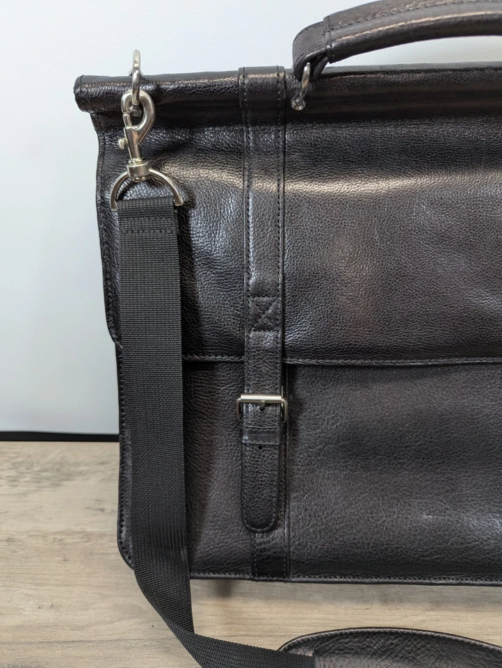 Dr. Maletín New York De Colección Cuero Negro Doble Solapa Maletín Trabajo Escuela Bolso  Foto 3 de 4