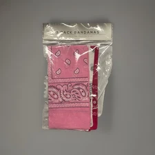 3 Pack 100% Cotton Bandanna Scarf Paisley Pink Red White Head Wrap Face Cover