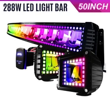 50" LED Off Road Light Bar RGB Chasing Halo Ring Light Bar For SUV Pickup