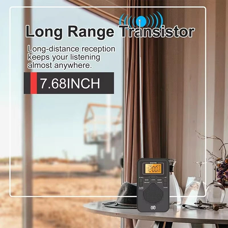 Portable Pocket Digital LCD AM FM Radio Battery Powered Receiver w/Loud Speaker - Image 4 of 4