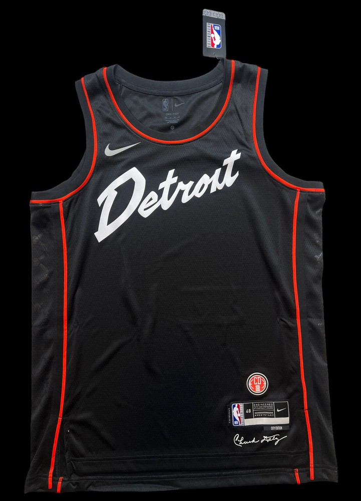 Nike NBA Detroit Pistons City Edition Black Blank Jersey Bad Boys Size 48 L