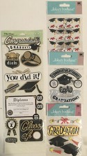 Graduation Scrapbook Lot Dimensional Stickers Adhesive Chipboard Grad Hats NEW
