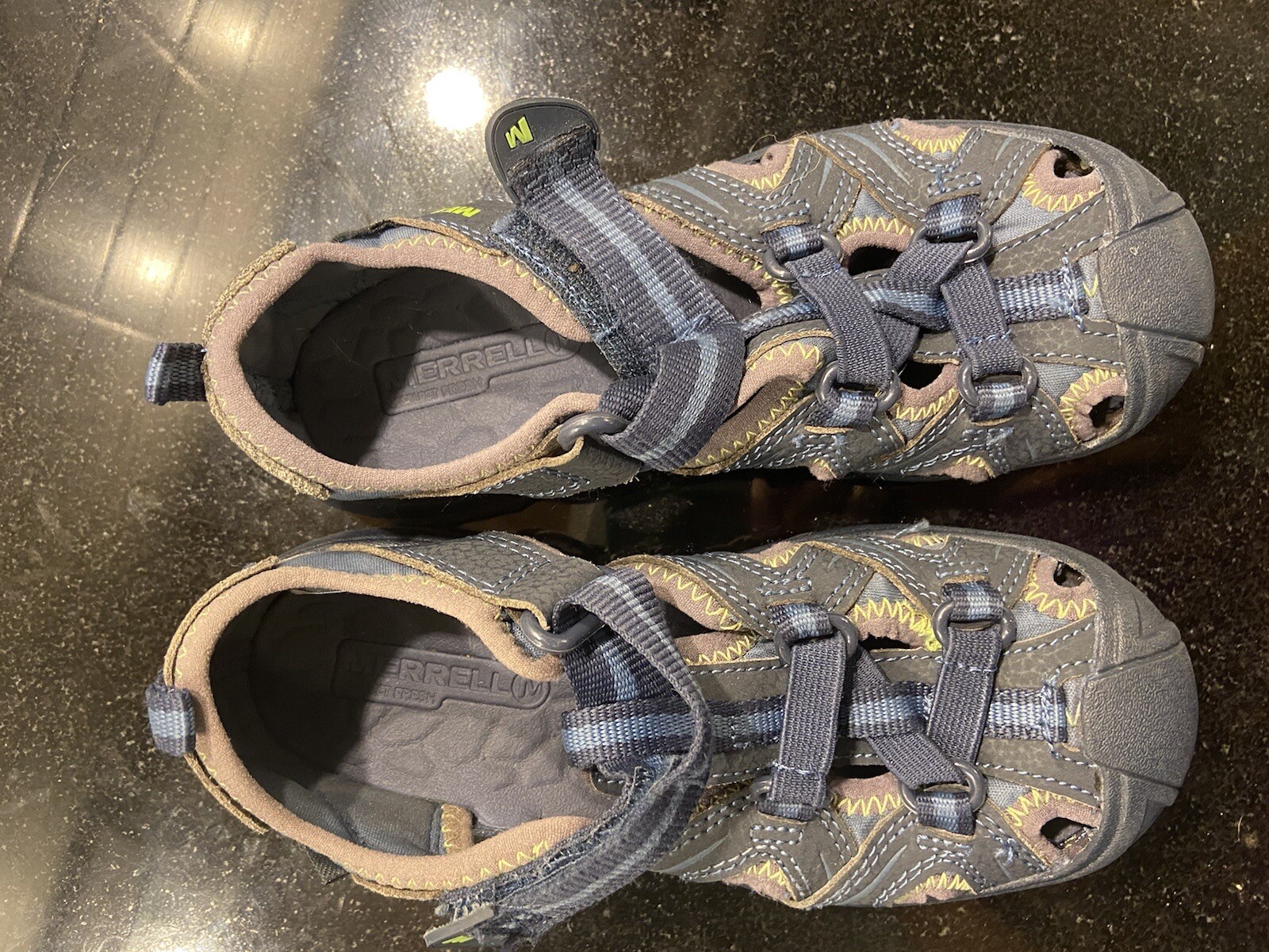 Scarpe sandali da trekking Merrell ragazzo taglia 13 idro pelle verde navy impugnatura a scelta