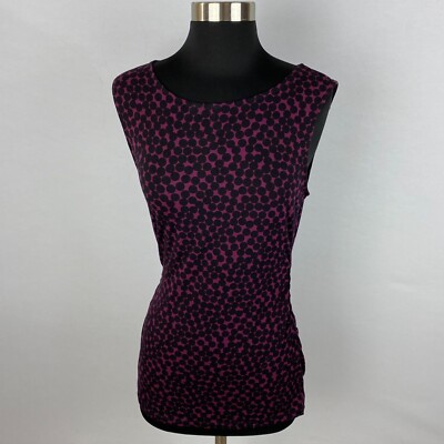 Halogen Dark Rose Pink Black Circles Geometric Print Women's S Top Blouse