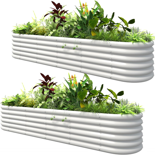 Galvanized Raised Garden Bed Outdoor 8Ft X 2Ft X 1.4Ft, 12 in 1 Metal Modular Ra