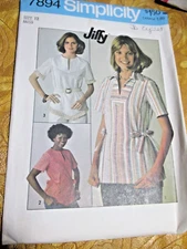 7894 Vtg NEW Simplicity Sewing Pattern Misses Jiffy Pullover Tops 1970s Size 12