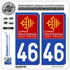 2 stickers sticker license plate: 46 Occitanie LogoType