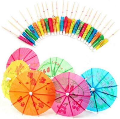 SHATCHI 144-Piece Paper Umbrella Toothpicks – Assorted Colors For Hawaiian Party Decor