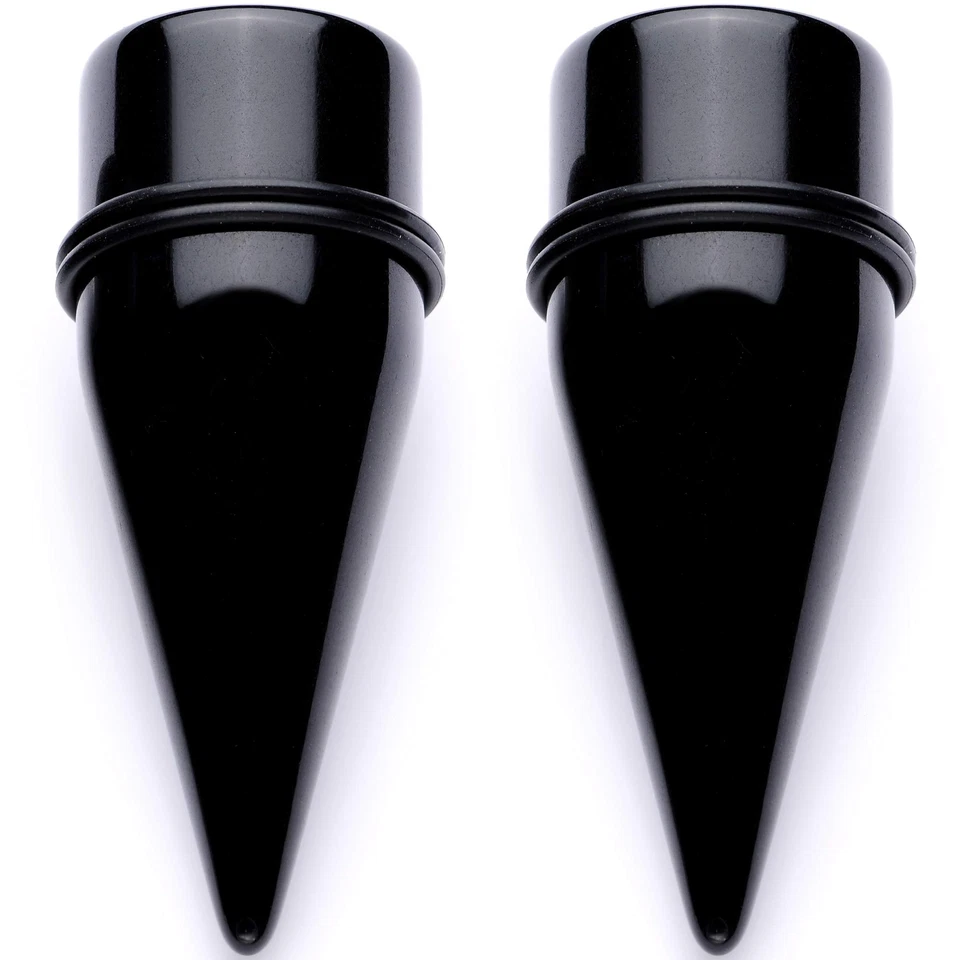 Kit de estiramiento de medidores de orejas unisex conos rectos para orejas estiradas negras acr... Foto 4 de 4