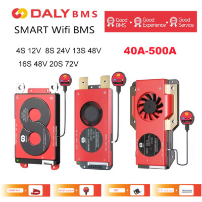 Daly BMS 4S 12V/8S 24V/16S 48V/20S 72V Li-ion LiFePo4 Akku Smart BMS+Wifi Module