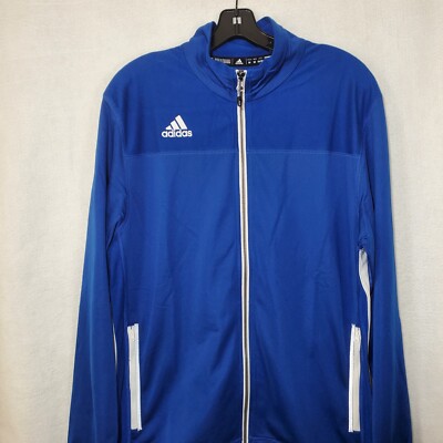 Adidas Track Jacket Men's Medium Full Zip Blue Climalite Long Sleeve 