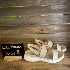 New NIB Womens Cole Haan Zerogrand Meritt Ivory Leather Strappy Sandals Size 8 B