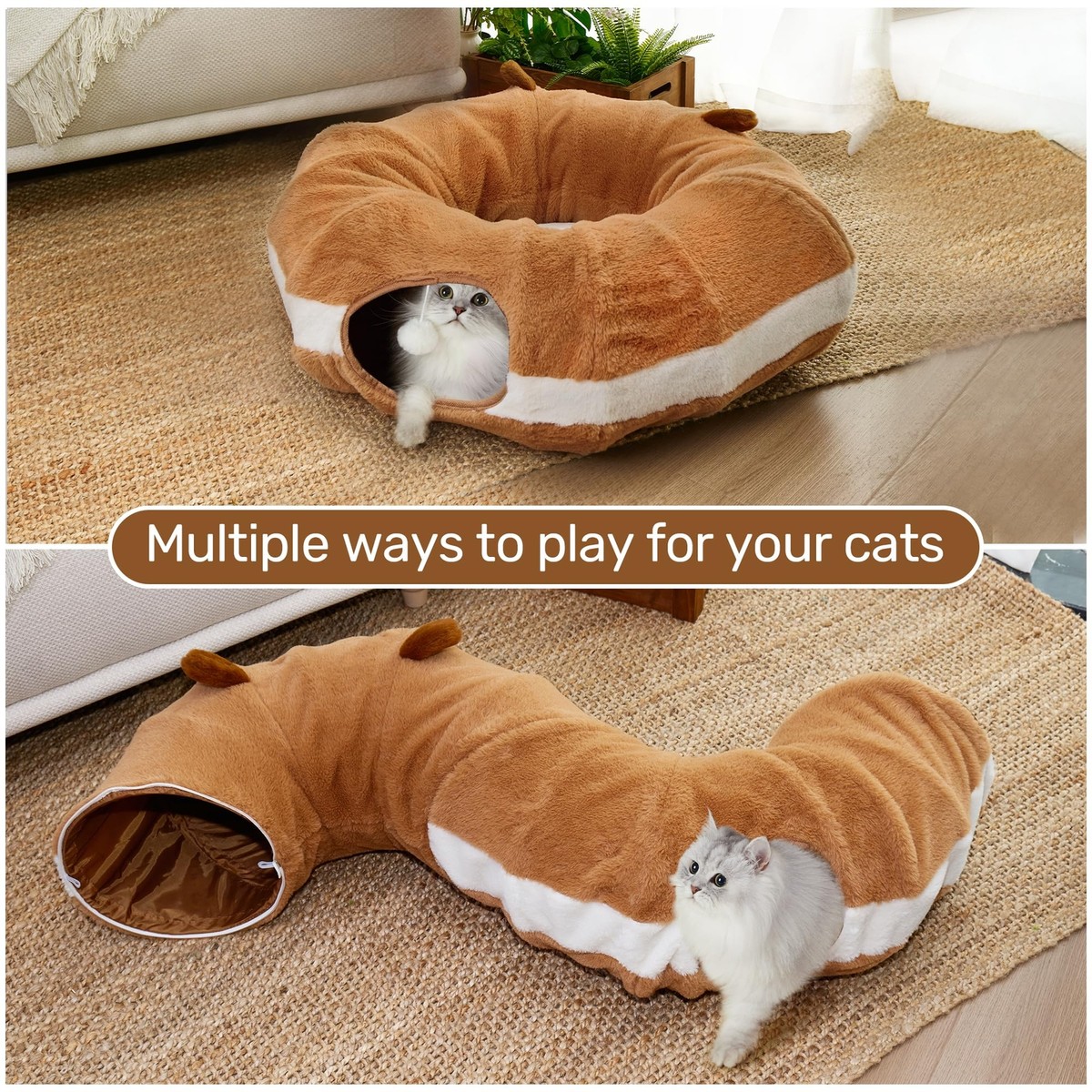 Tire Style Cat Bed 3-in-1 Cat Tunnel Bed Donut Shape With - Main Image