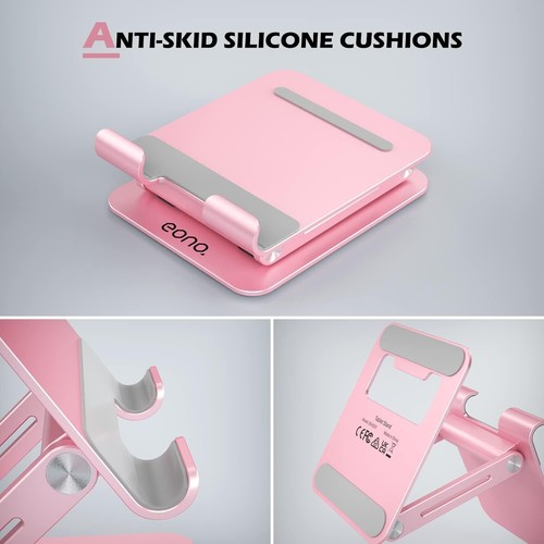 Adjustable & Foldable Mobile Cell Phone Stand Holder, 4.7''-7.9'' Phones Pink - Zdjęcie 8 z 8