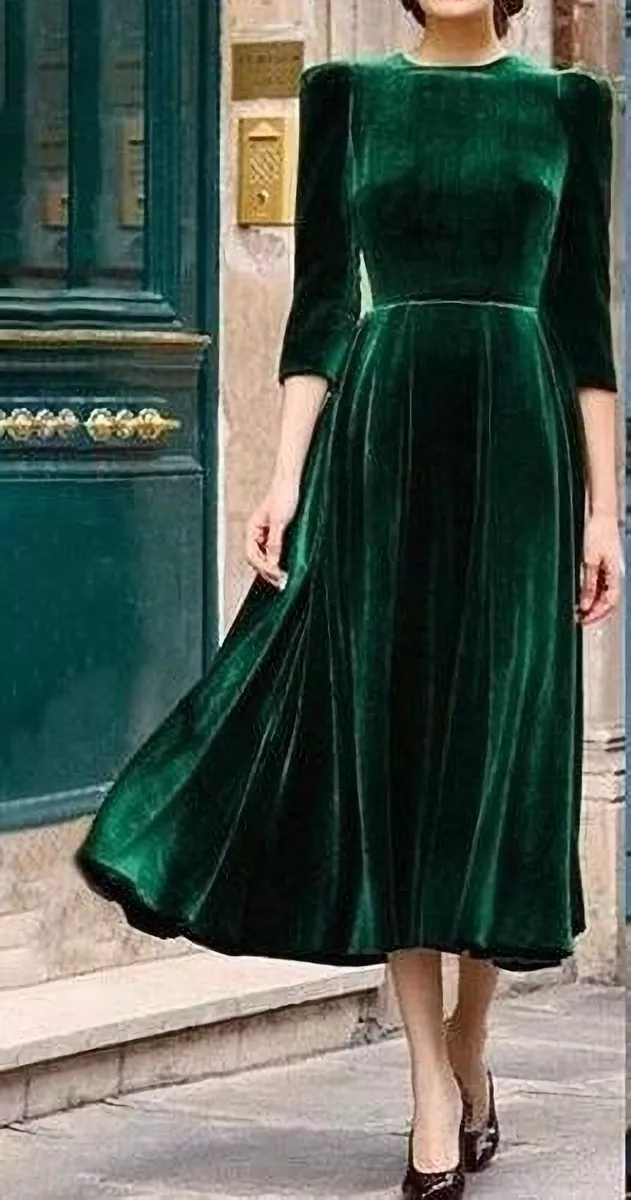 Green velvet top christmas dress