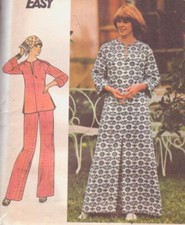 1970s uncut pattern CAFTAN w/ HIGH FRONT SLIT size 12 34 Butterick 4238
