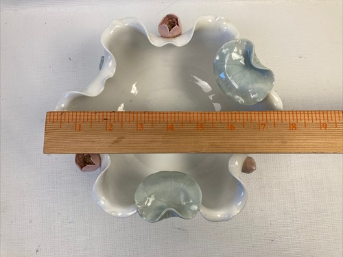 Chinese Blanc De Chine Porcelain Lotus Blossom Bowl Decor Ornate EUC Beautiful - Picture 17 of 18