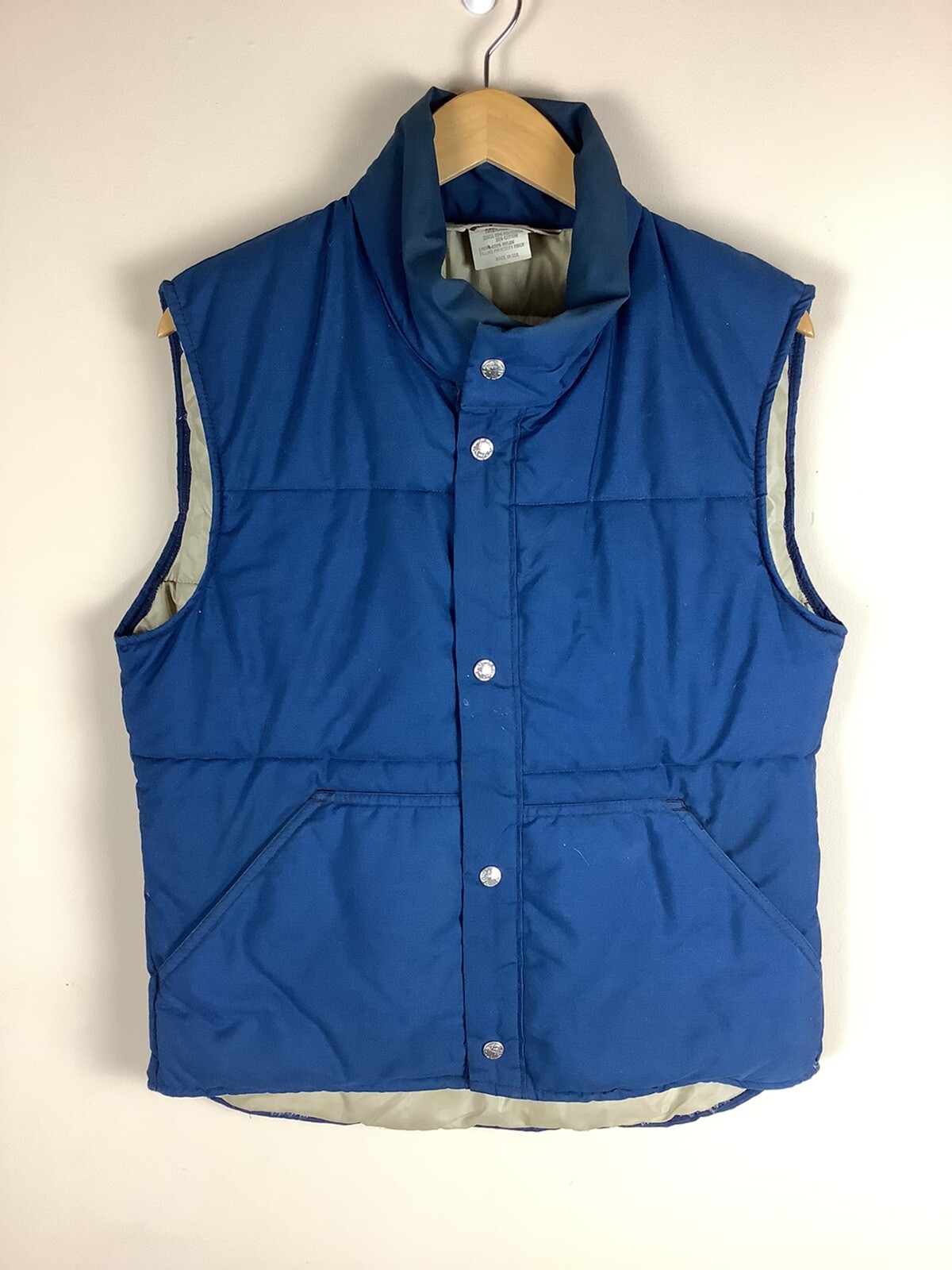 Vintage REI Co Op Royal Blue Puffer Vest Button Closu… Gem