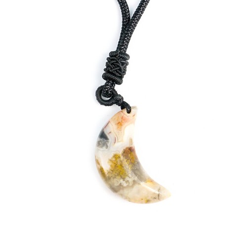 Natural Stone Crescent Moon Stone Pendant Healing Crystal Quartz Reiki Necklace - Picture 20 of 22