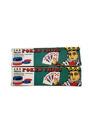 200 Vintage Plastic Red, White & Blue Poker Chips (2 Box Lot)